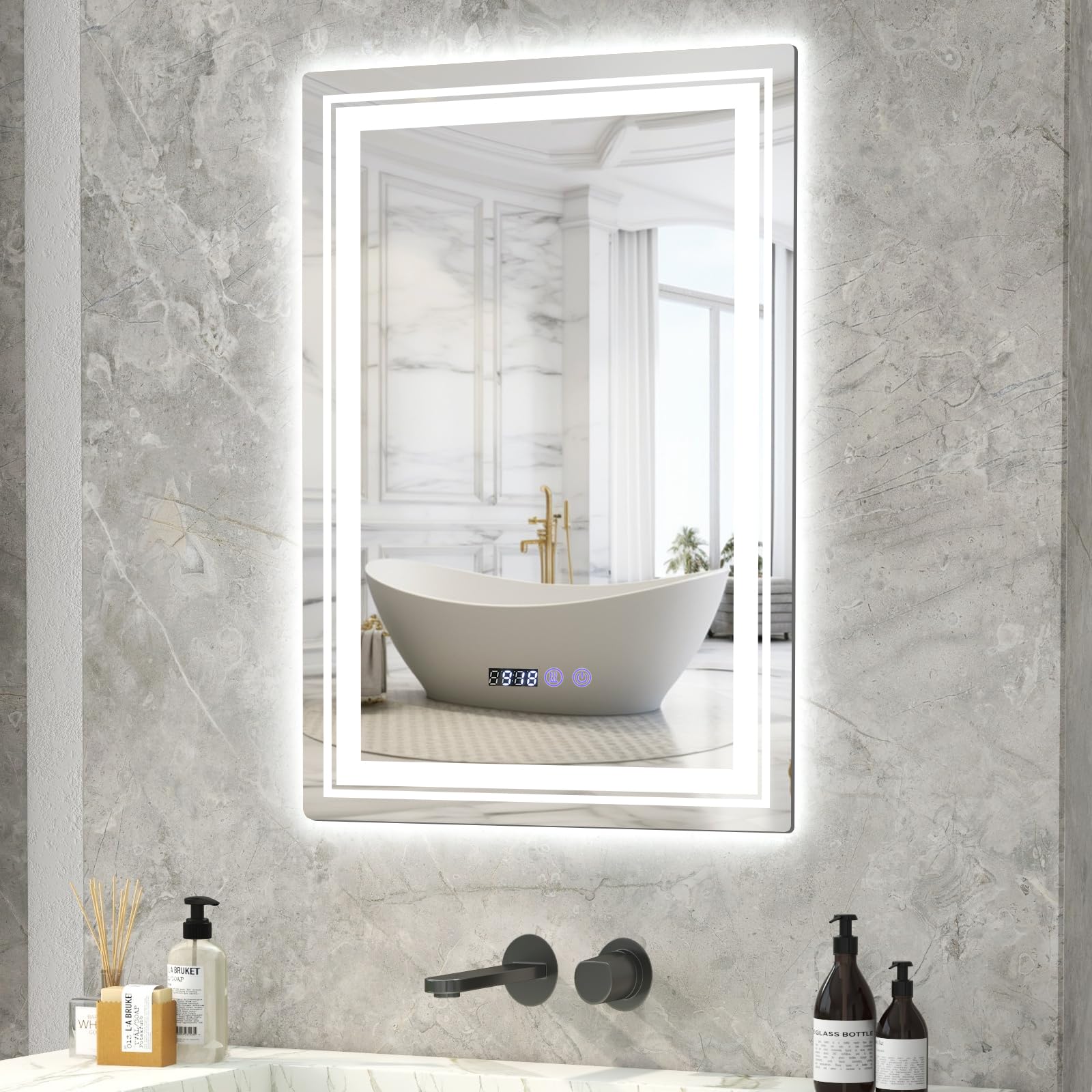 Tangkula 20 x 28 Inch LED Bathroom Mirror, Wall Mounted